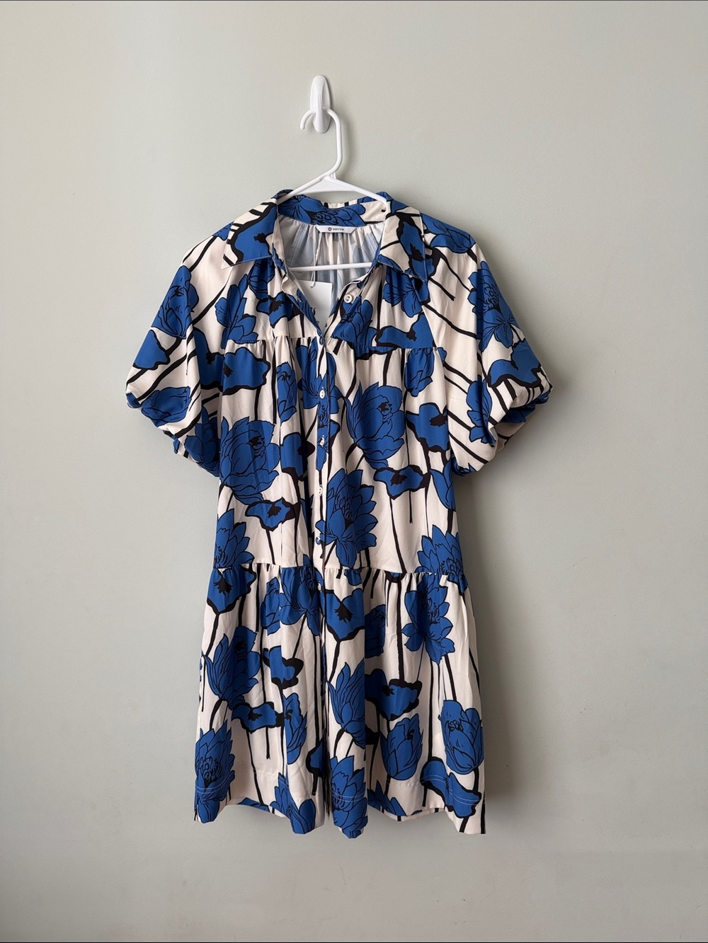 Blue Floral Shirt Dress